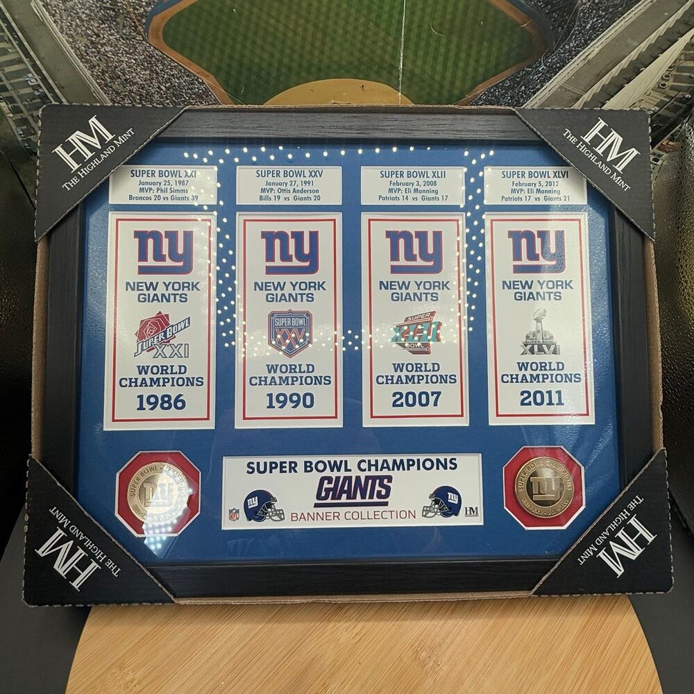 Highland Mint New York Giants 12'' x 15'' Super Bowl Banner Collection Photo Mnt